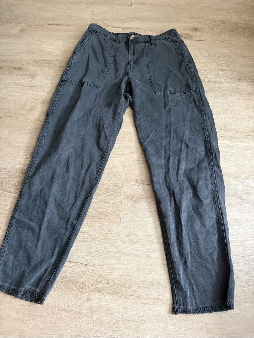 Aerie Charcoal Grey Lyocell Cotton Utility Style Pants Lounge SZ S